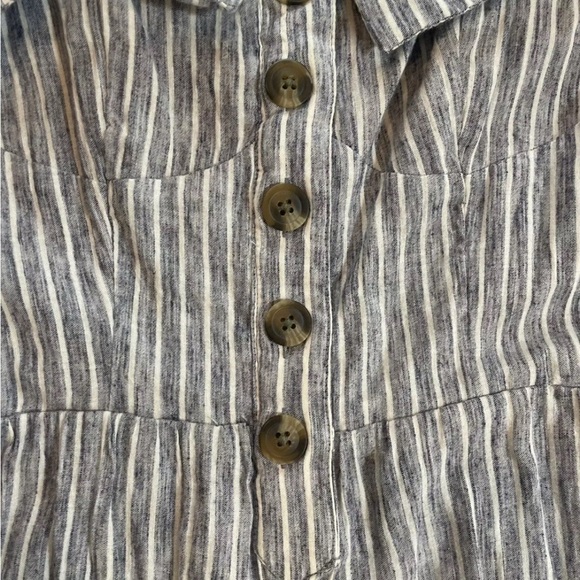 American Eagle Tie Waist Striped Jumpsuit Romper Size 8 Pockets Women's Cotton - Picture 4 of 5